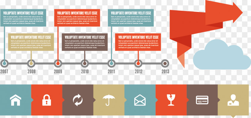 PPT Creative Process Time Flowchart Clip Art PNG