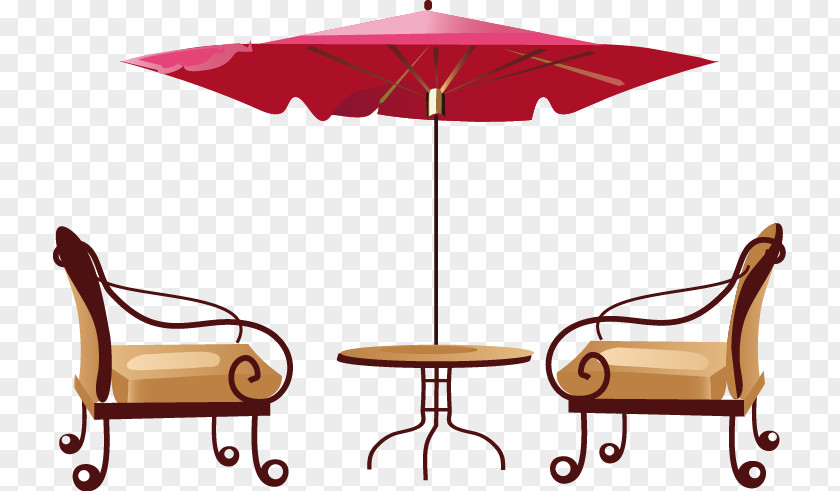 Hand-painted Outdoor Parasol Liang Yi Table Cafe Clip Art PNG