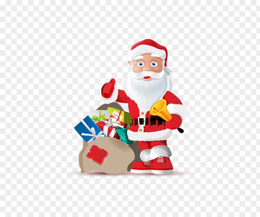 Vector Santa Claus Christmas Gift Clip Art PNG