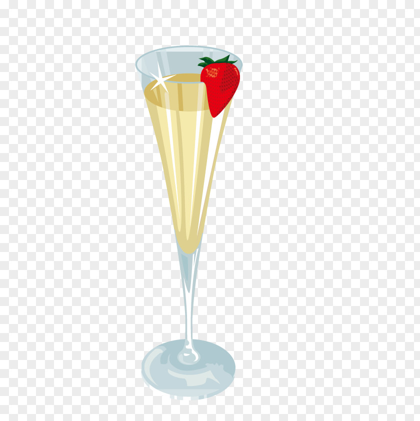 Vector Strawberry Juice Cocktail Garnish Champagne Wine Glass PNG