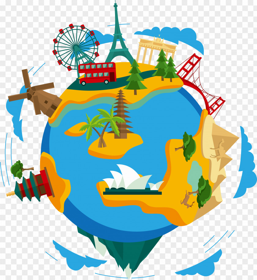 Global Travel Route Vector Earth Clip Art PNG