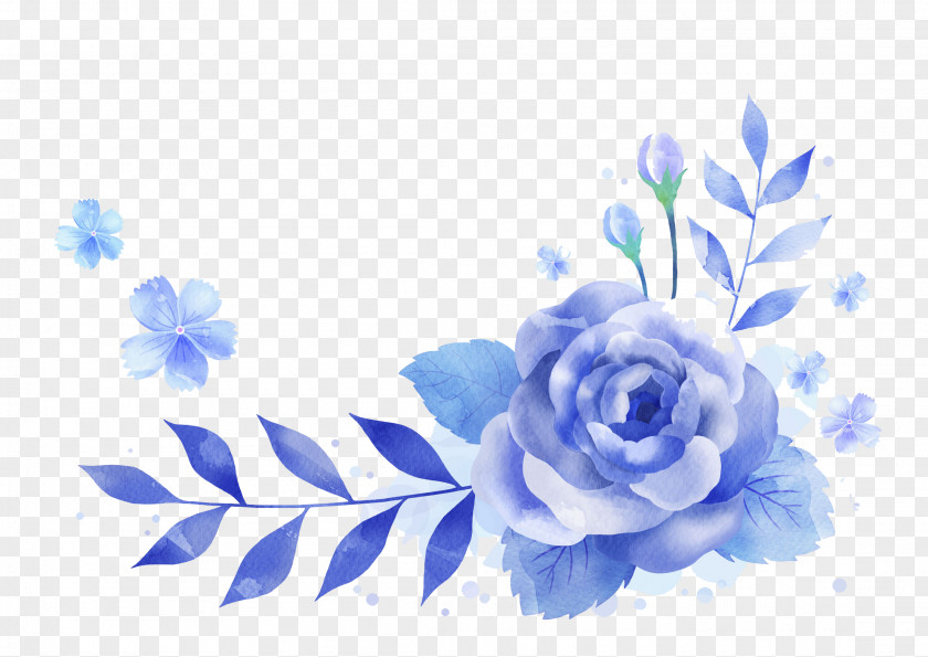 Blue Floral Decoration Borders PNG floral decoration borders clipart PNG