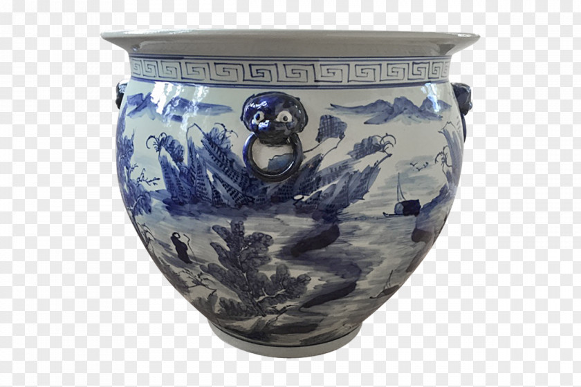 Vase Blue And White Pottery Ceramic Urn PNG