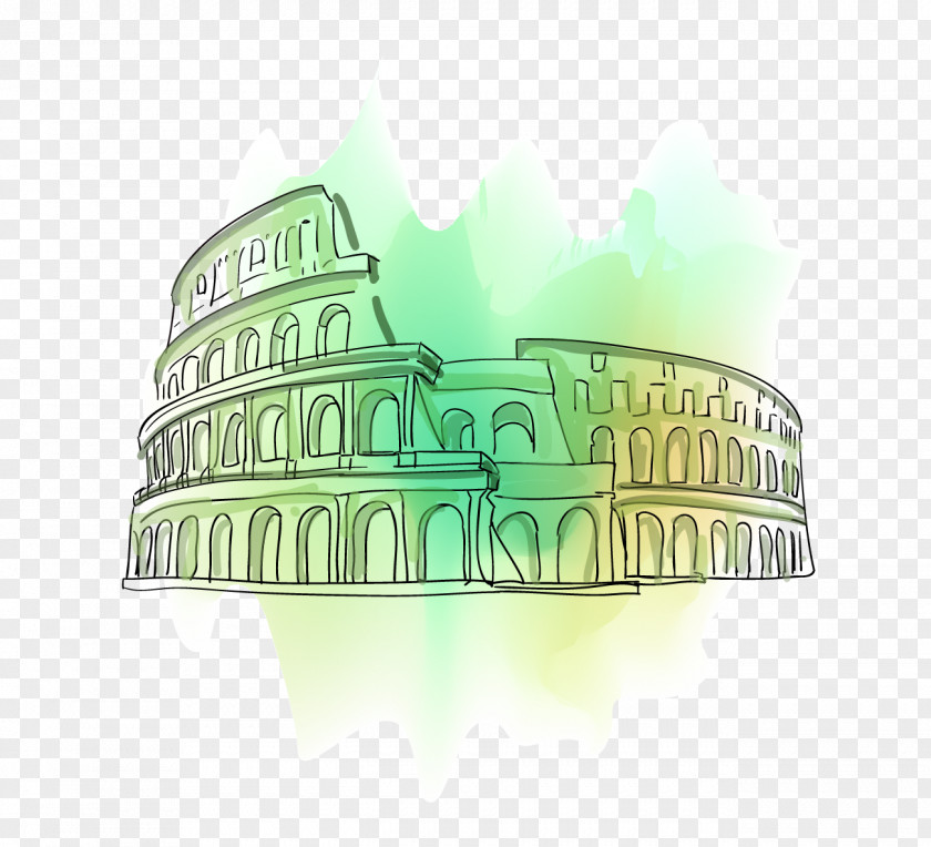Vector Drawing Green Colosseum Vecteur Illustration PNG