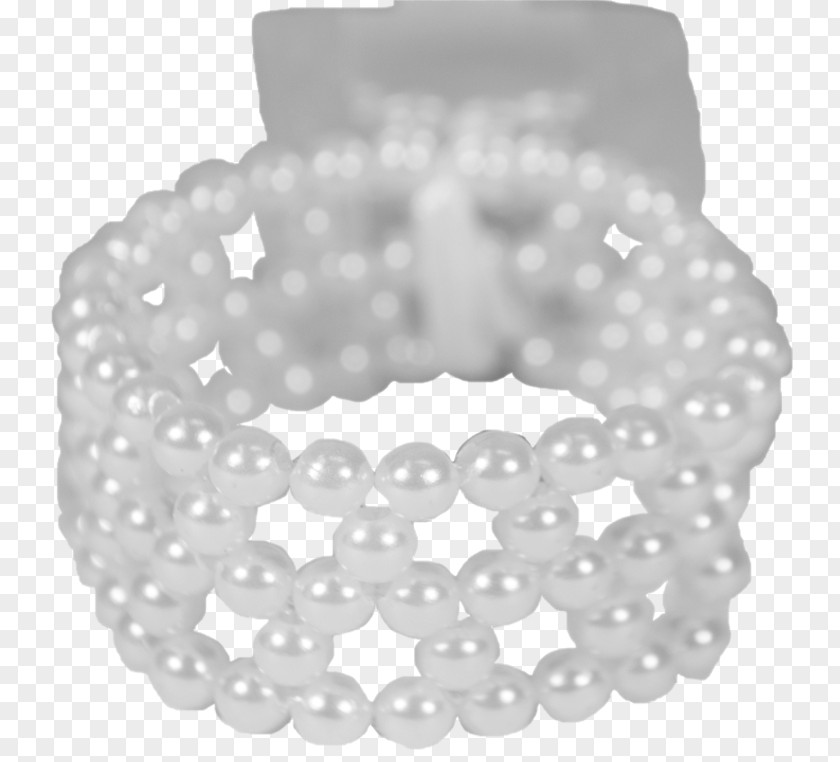 White Pearl Fitz Bracelet Black PNG