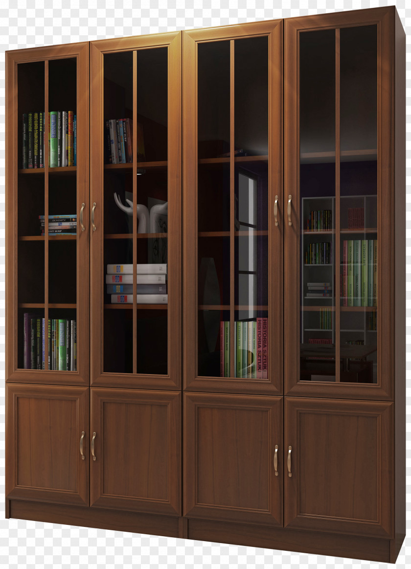 Cupboard Bookcase Shelf Display Case Wood Stain PNG