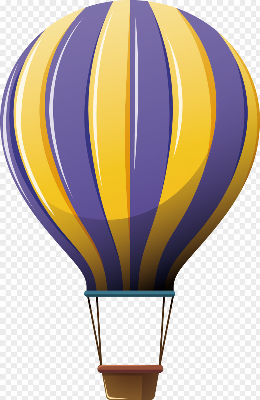 Flying IllustrationYellow Purple Hot Air Balloon PNG