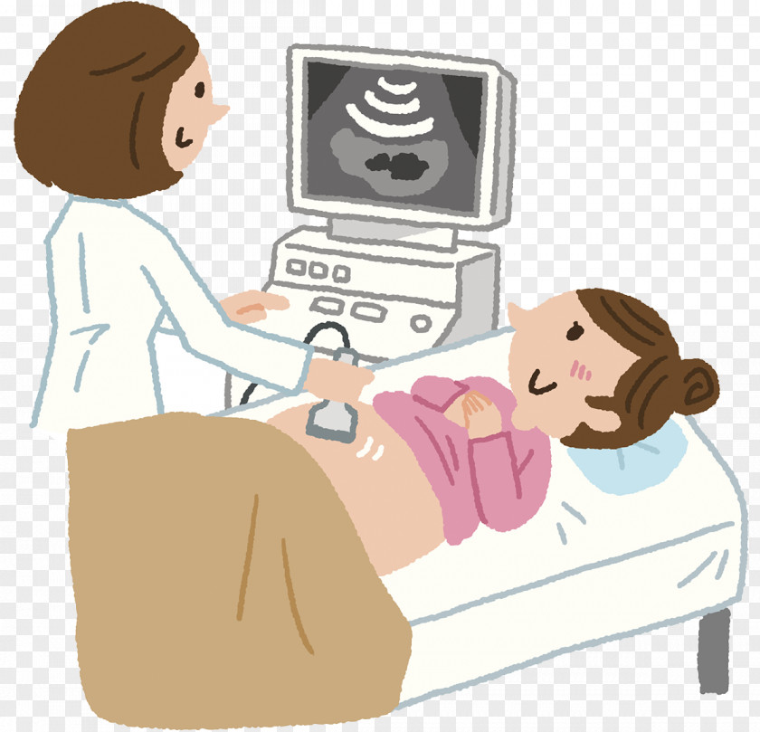 Pregnant Women B Ultrasound Examination Comics Echo Diagnostic Test Obstetrics And Gynaecology Clinic Ultrasonography PNG