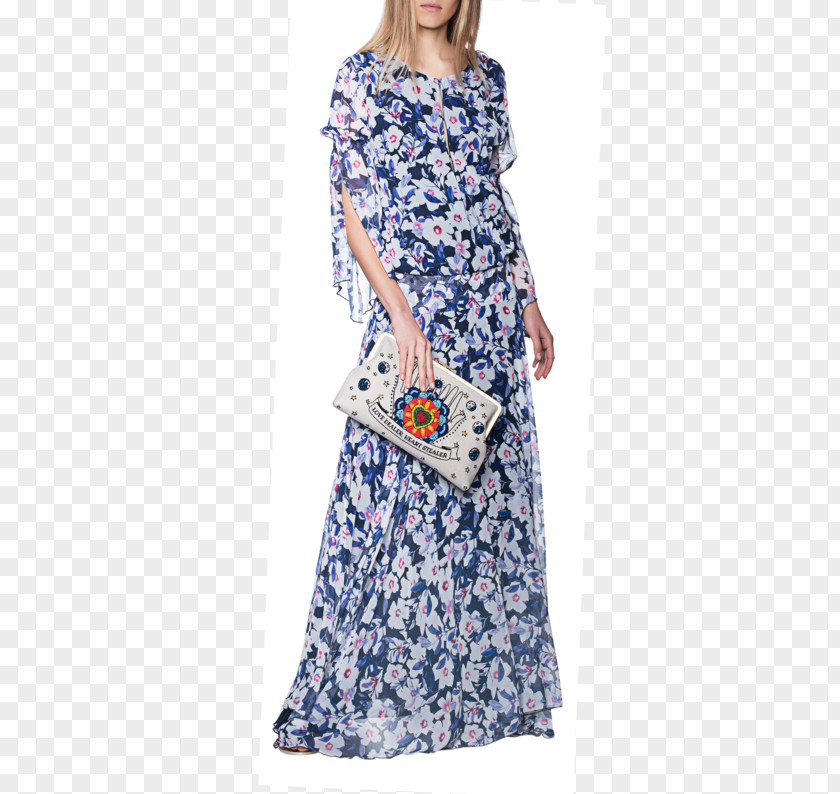 Maxi Dress Silk Shoulder Gown Blue PNG