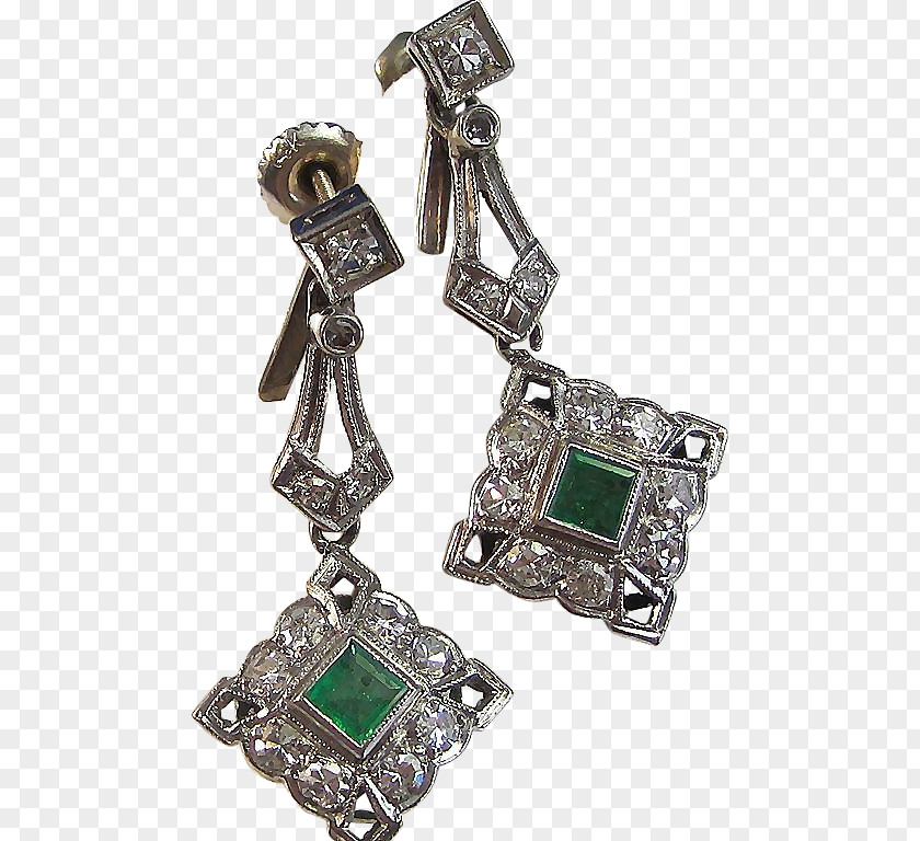 Emerald Earring Birthstone Body Jewellery 1930s PNG