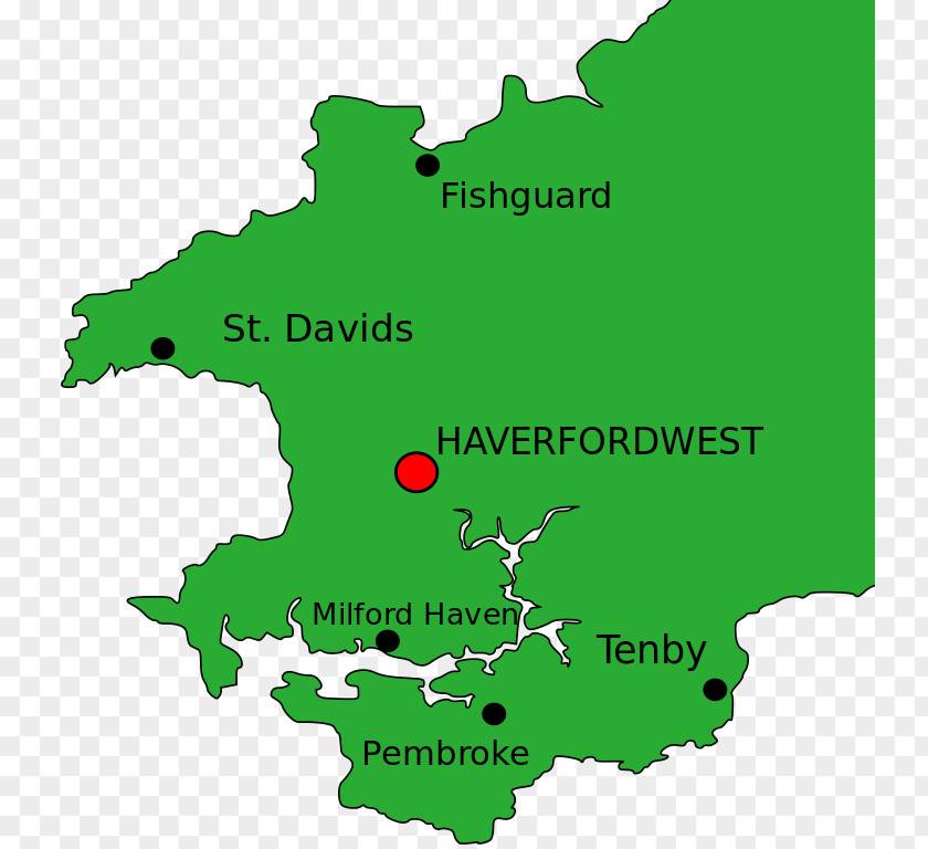 Map St Davids Haverfordwest Fishguard Narberth Tenby PNG