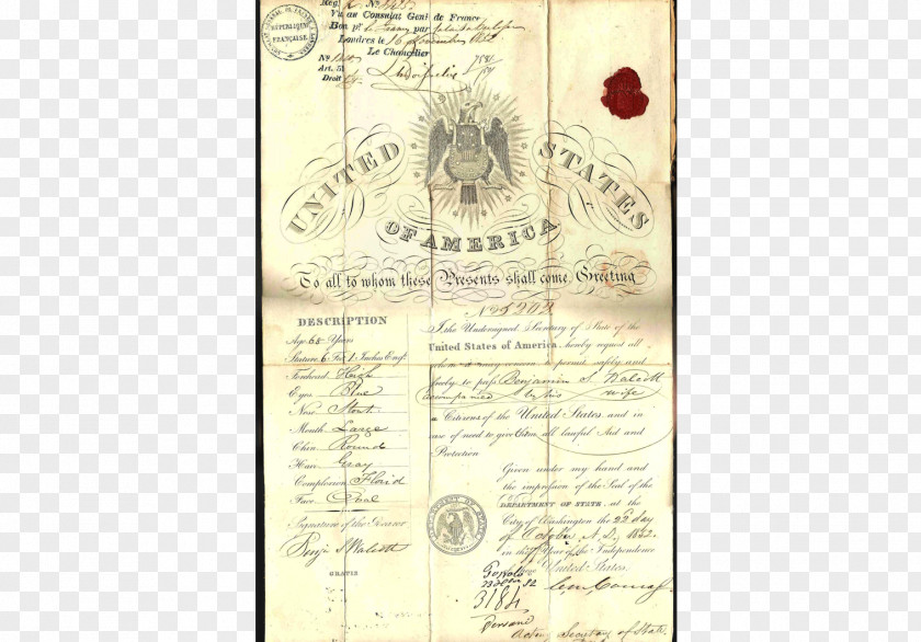 Passport United States 1800s Document 18th Century PNG