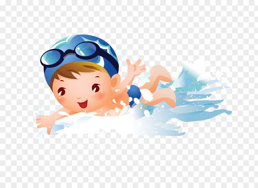 Swimming Child Girl PNG , swimming child, bow clipart PNG