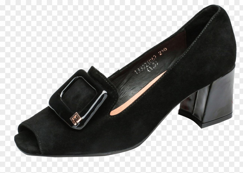 Black Classic Buckle Fish Beak High Heels Slip-on Shoe High-heeled Footwear PNG
