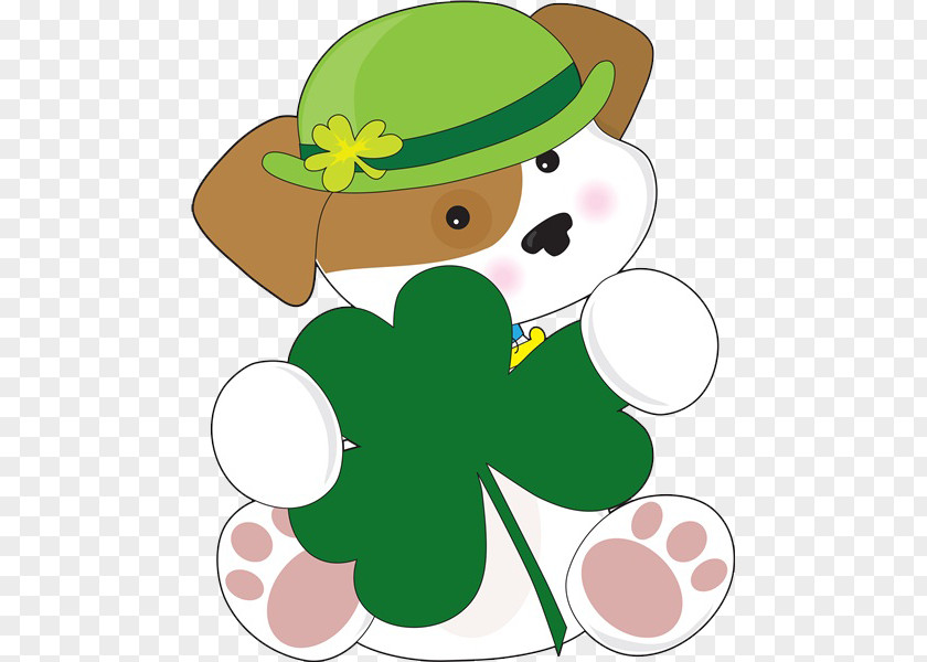 Lovely Bear Puppy Saint Patrick's Day Shamrock Clip Art PNG