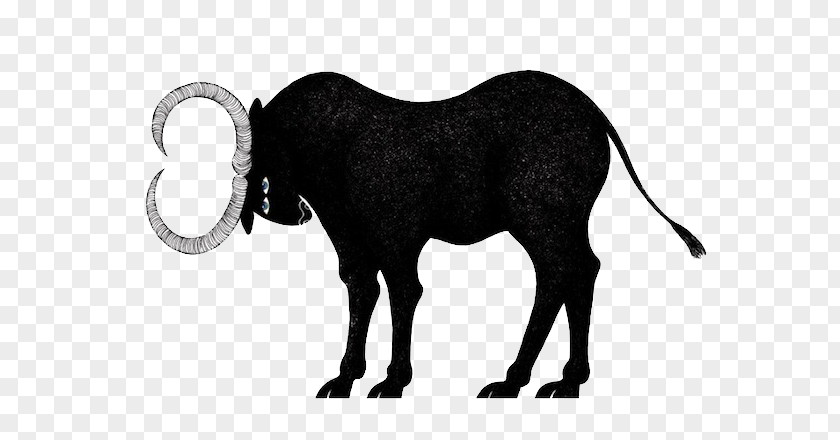 Cartoon Black Bison Horn PNG