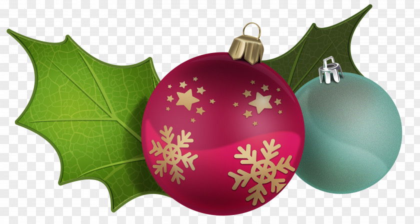 Christmas Balls With Mistletoe Clipart Image Decoration Ornament PNG