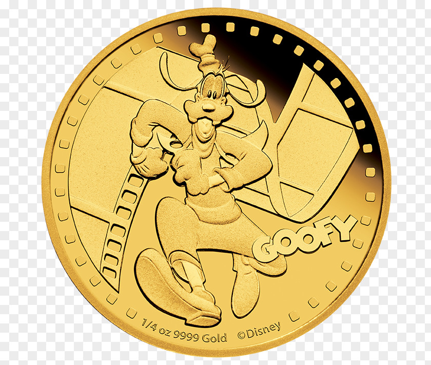 Coin Mickey Mouse Goofy Daisy Duck Gold PNG