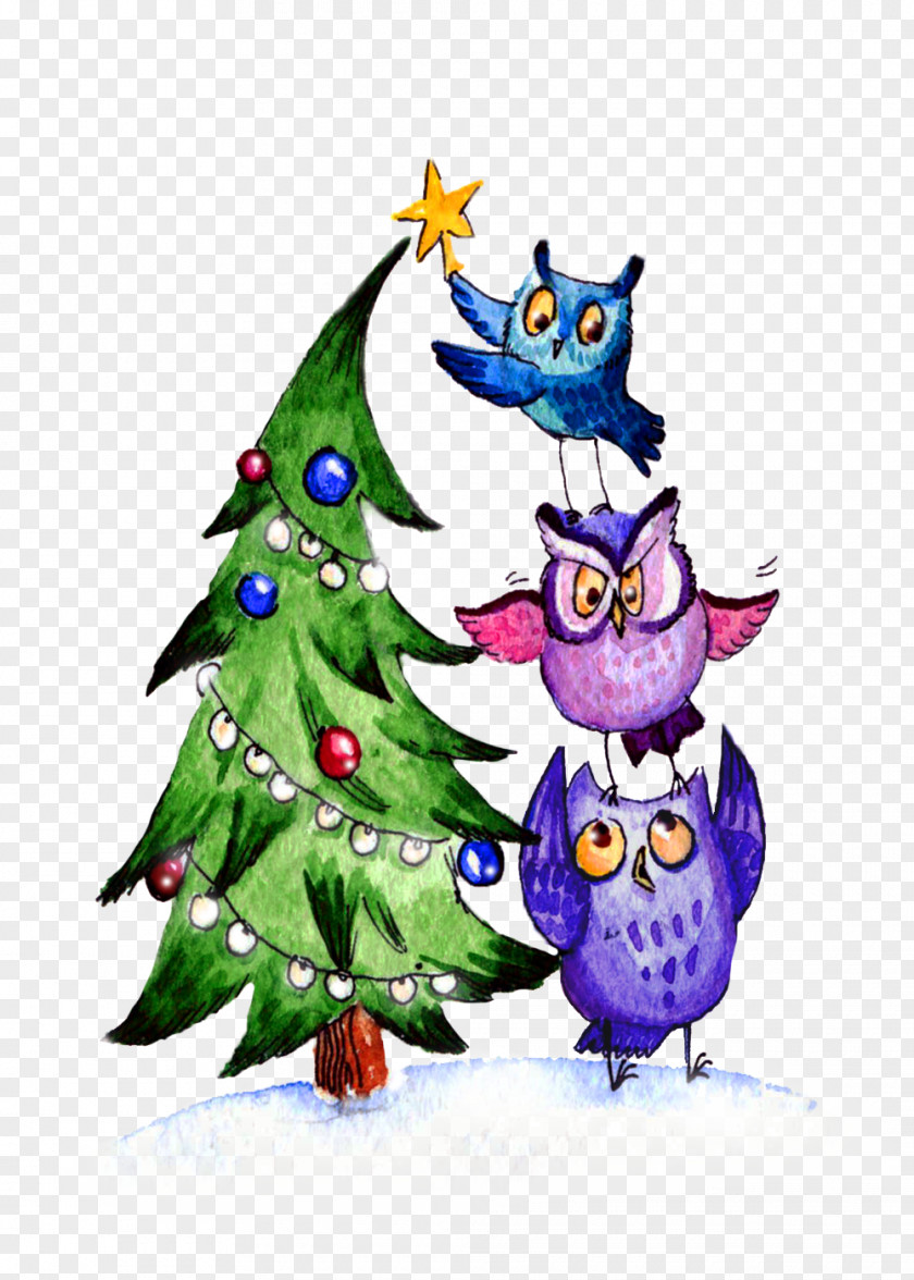Gorgeous Colorful Love. Owl Christmas Tree Ornament PNG