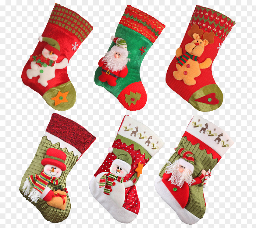 Santa Claus Socks Candy Bags Christmas Stocking Eve PNG