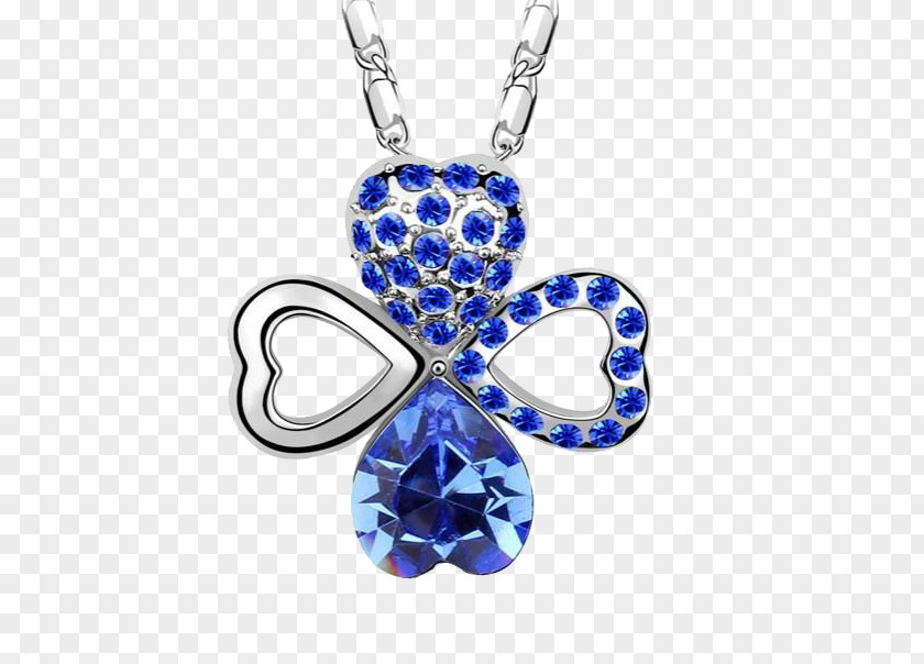 Swarovski Clover Pendant Earring AG Sapphire Necklace PNG