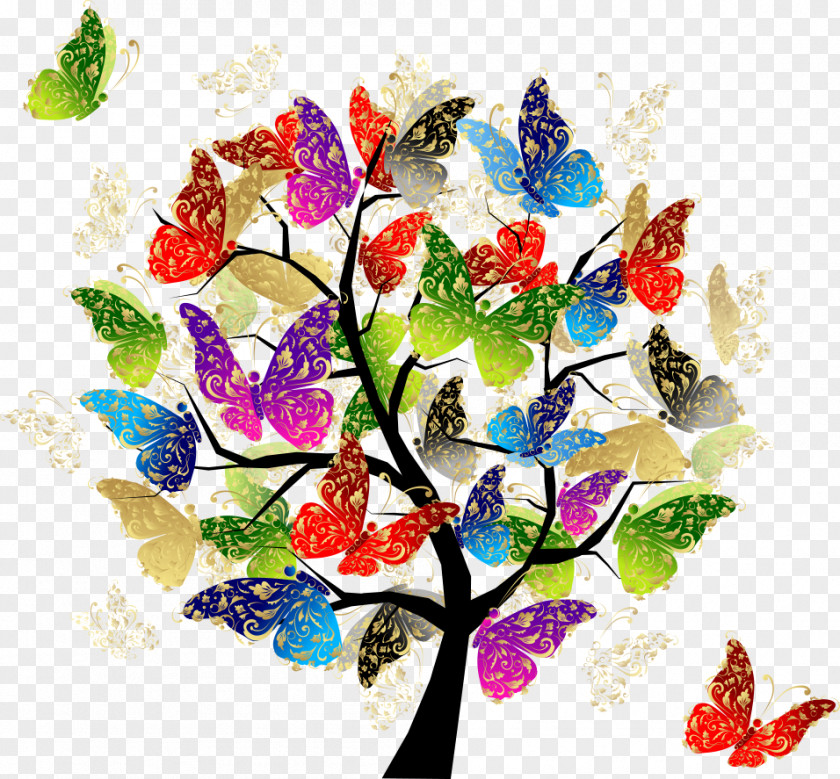 Vector Butterfly Tree Of Life Butterflies And Moths Euclidean Branch PNG