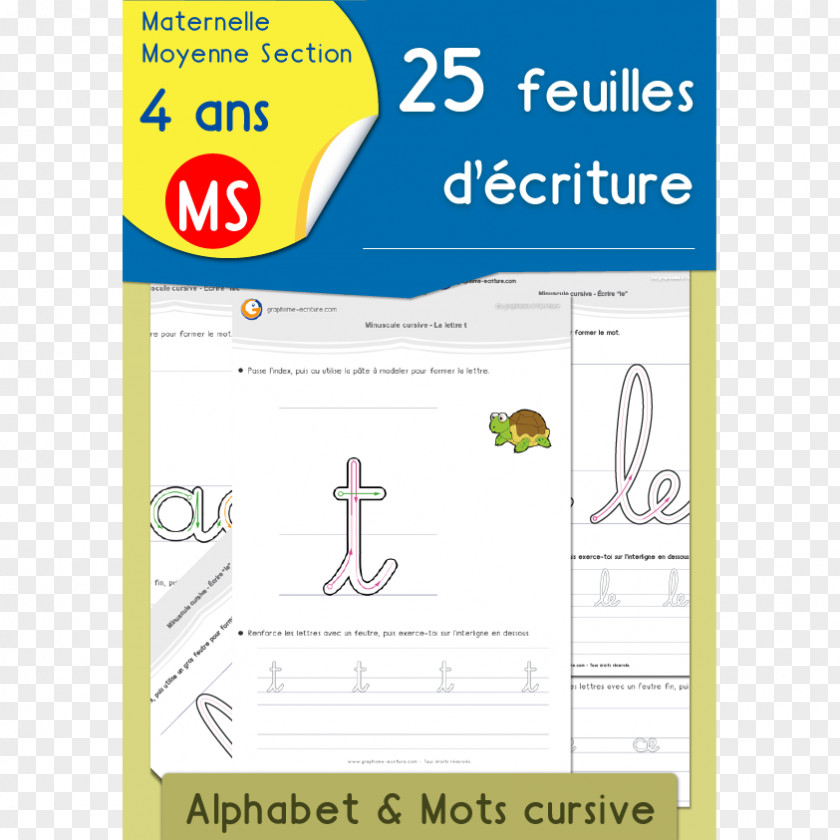 Cursive École Maternelle Learning Writing Moyenne Section PNG
