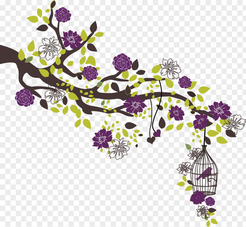 Flower Birdcage Lilac Gift Floral Design Purple PNG
