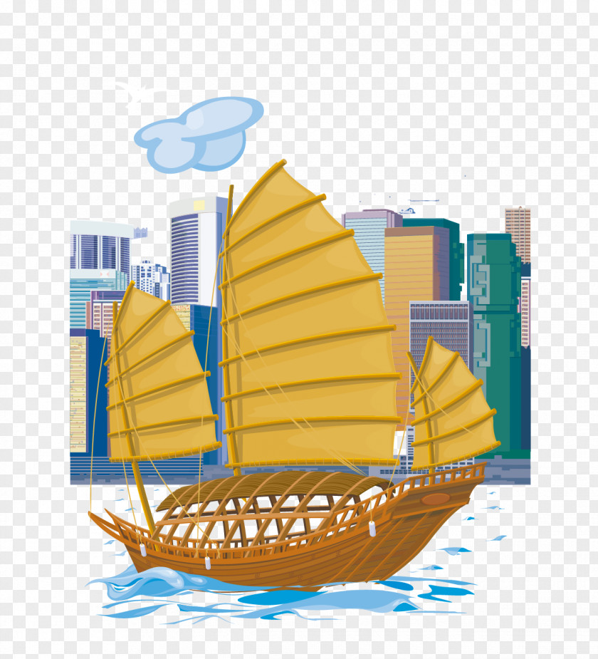 Vector Ship Sailing Illustration PNG