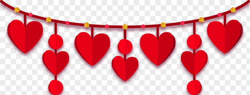 Bunting Flag Pull Valentines Day Heart PNG