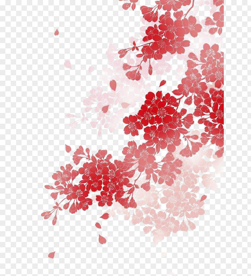 Cherry Red Japan Motif Poster PNG