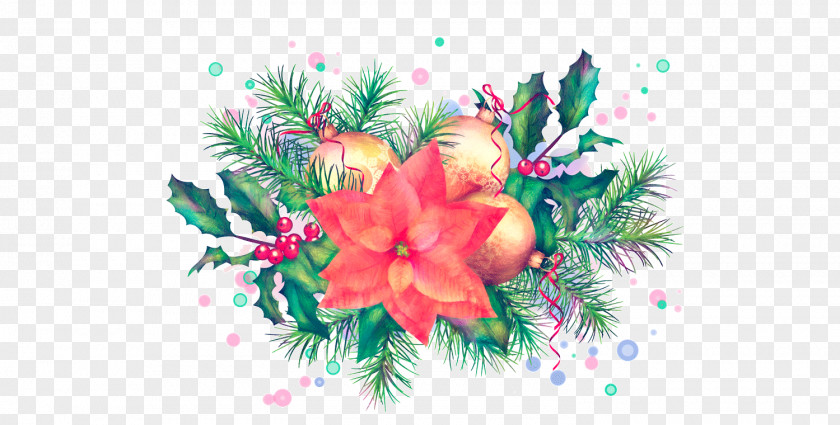 Christmas Art Watercolor Painting Floral Design PNG
