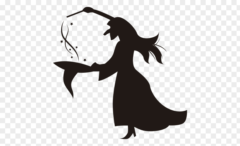 Witch Vector Halloween Silhouette Drawing PNG