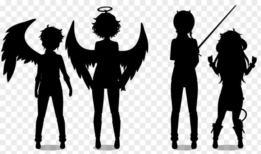 Angels And Demons Black Human Behavior Silhouette Character White PNG