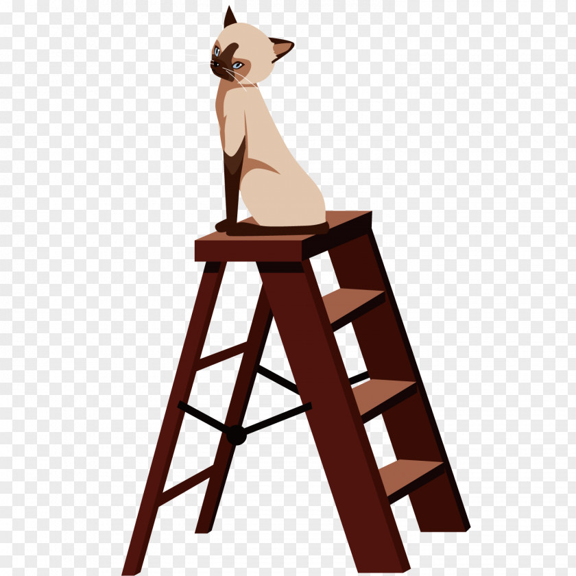 Ladder On The Cat Cartoon PNG