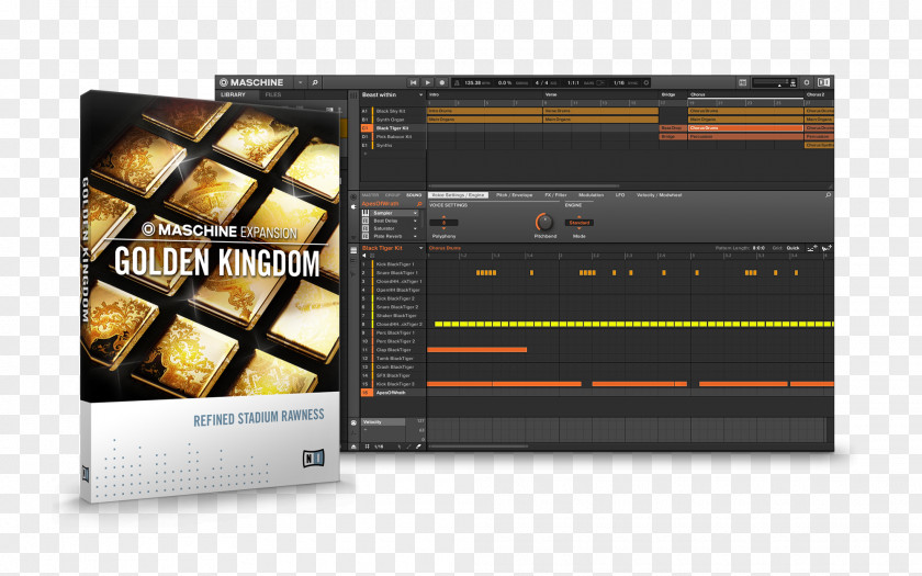 Golden Stereo Computer Software Maschine Native Instruments Sound Musical PNG