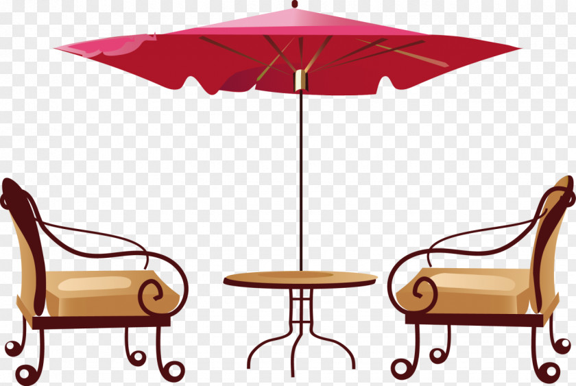 Table Vector Garden Furniture Umbrella PNG