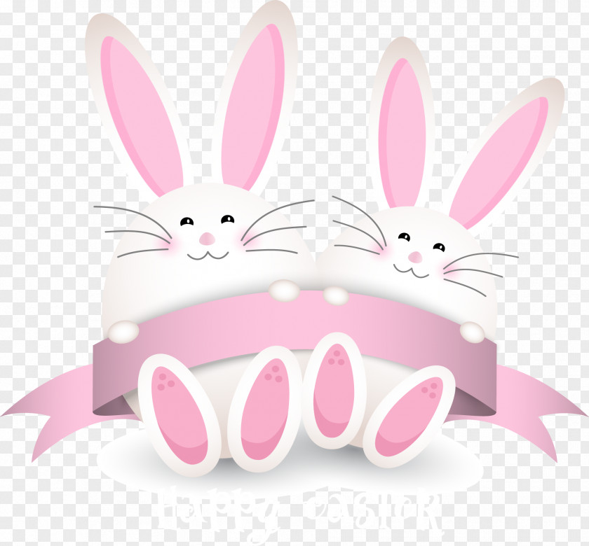 Two Little White Rabbits Easter Bunny Domestic Rabbit PNG