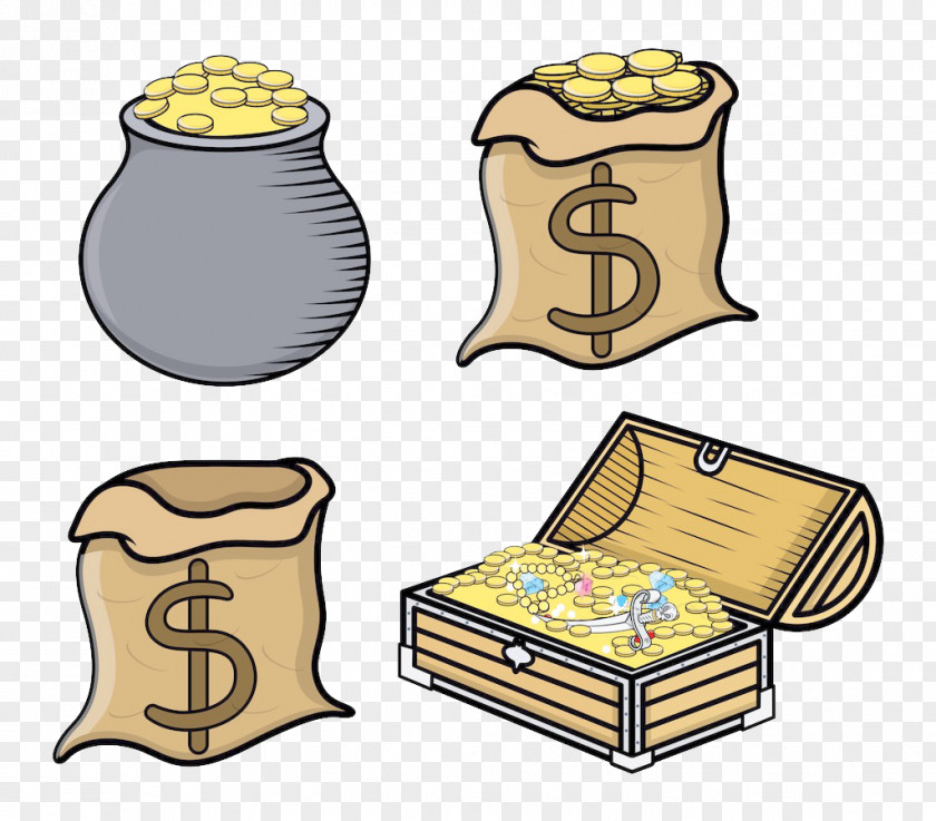 Gold Treasure Cartoon Drawing Clip Art PNG