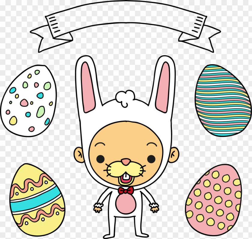 Vector Bunnies And Eggs Cartoon Clip Art PNG
