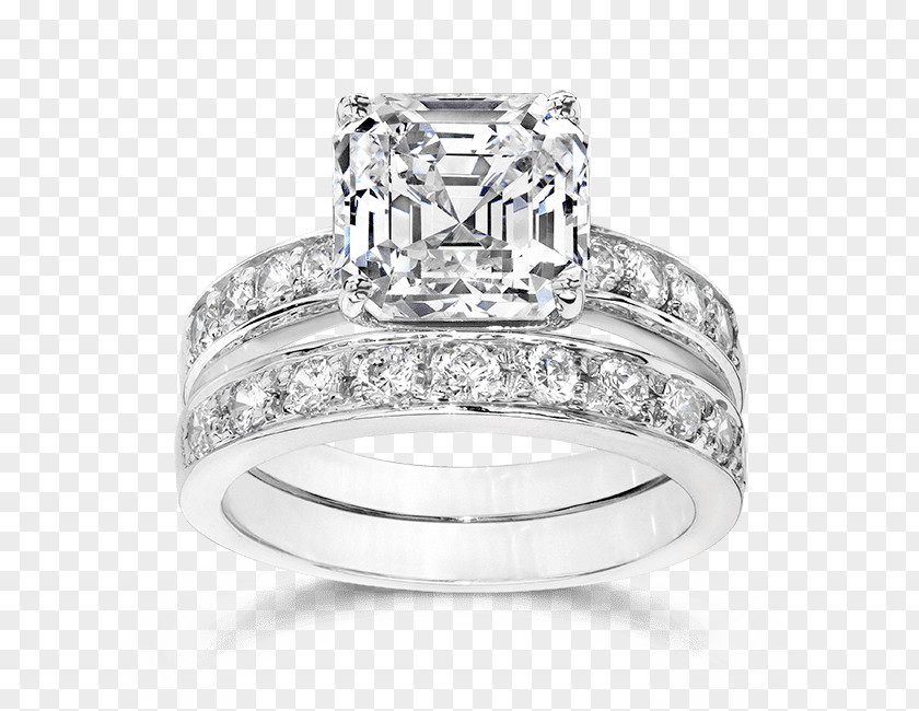 Cubic Zirconia Bridal Sets Diamond Cut Engagement Ring Princess PNG