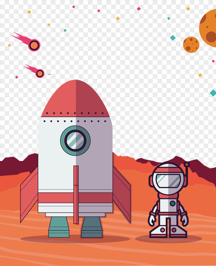 Rocket And Astronaut Cartoon PNG