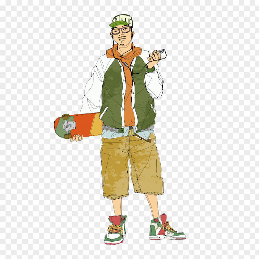 Cartoon Skateboard Boy Designer PNG