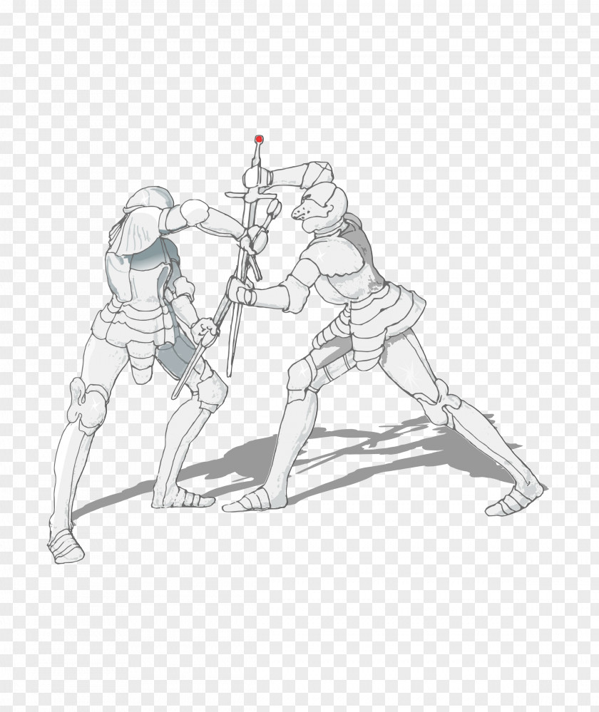 Fight Drawing Black And White Swordsmanship PNG