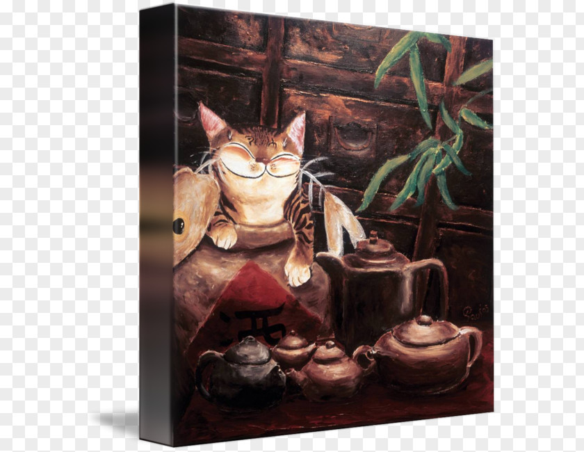Afternoon Tea Cat Gallery Wrap Still Life Art PNG