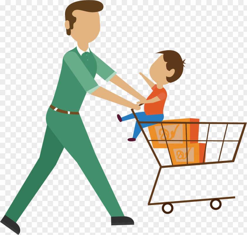 Father And Son Shopping Image Illustration Design PNG