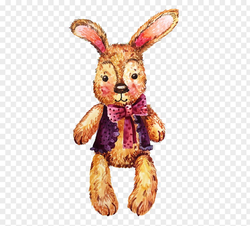 Painted Cute Bunny Vector Water Stuffed Toy Doll PNG