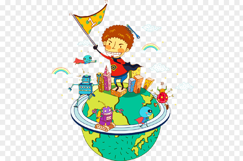 Child-earth Stations Cartoon Child Royalty-free Illustration PNG