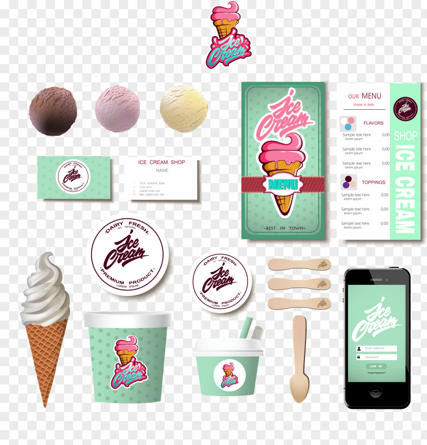 Vector Ice Cream Milk Illustration PNG