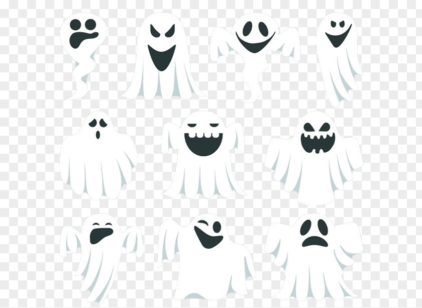 White Ghost Design Vector Material Halloween Jack-o-lantern PNG